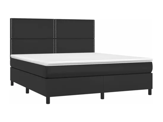 Sommier tapissier avec matelas et LED Noir 180x200cm Similicuir