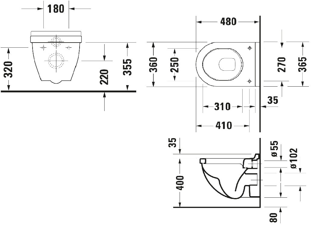 Duravit Starck 3 compact toilet wit glans
