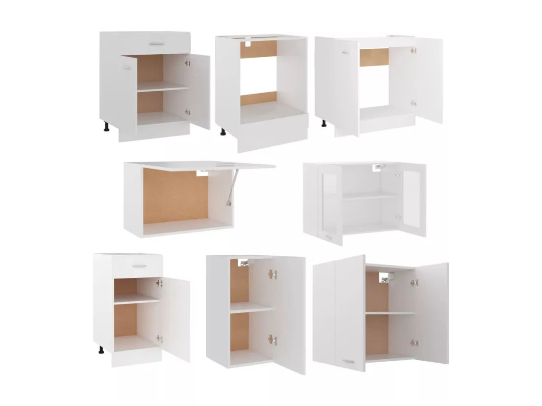 Ensemble de meubles de cuisine 8 pcs Blanc Aggloméré