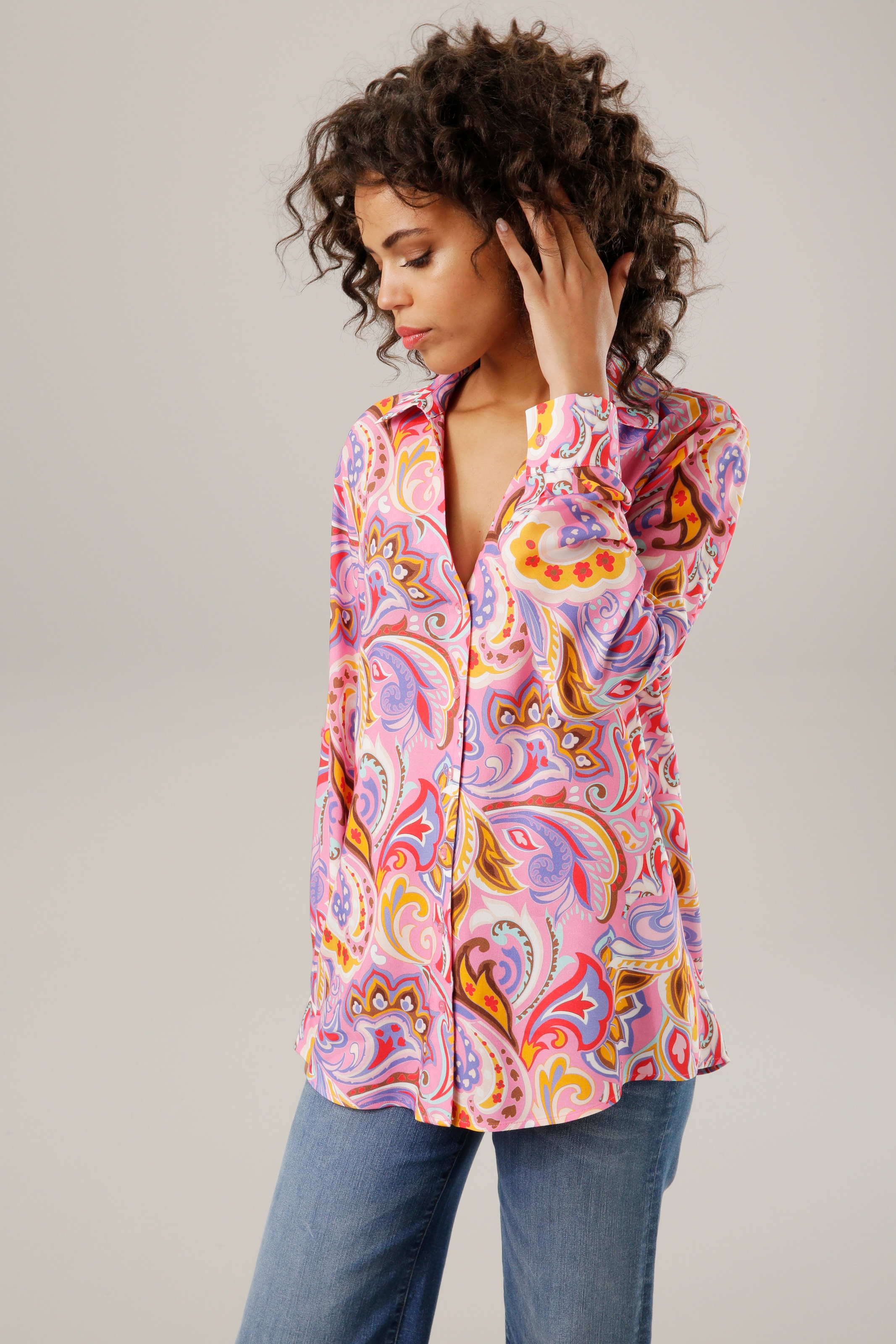 Aniston CASUAL Hemdbluse , graphische Paisley-Muster - jedes Teil ein Unikat