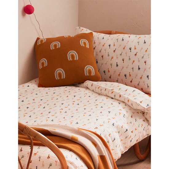 Tiga, Stegi & Ops Coussin tricot en jacquard BIO   Ocre        de               Noukies