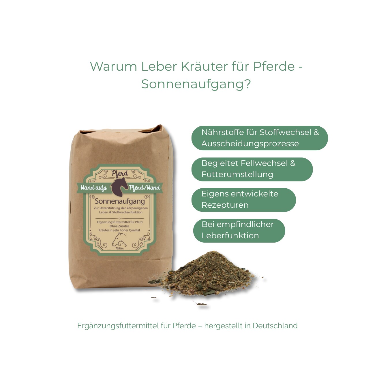 Hand aufs Pferd/Hund Leber Kräuter für Pferde – Sonnenaufgang 1kg
