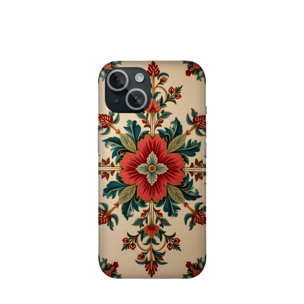 iPhone 15 Kunststoff Hülle Blüte des Orients - Orange