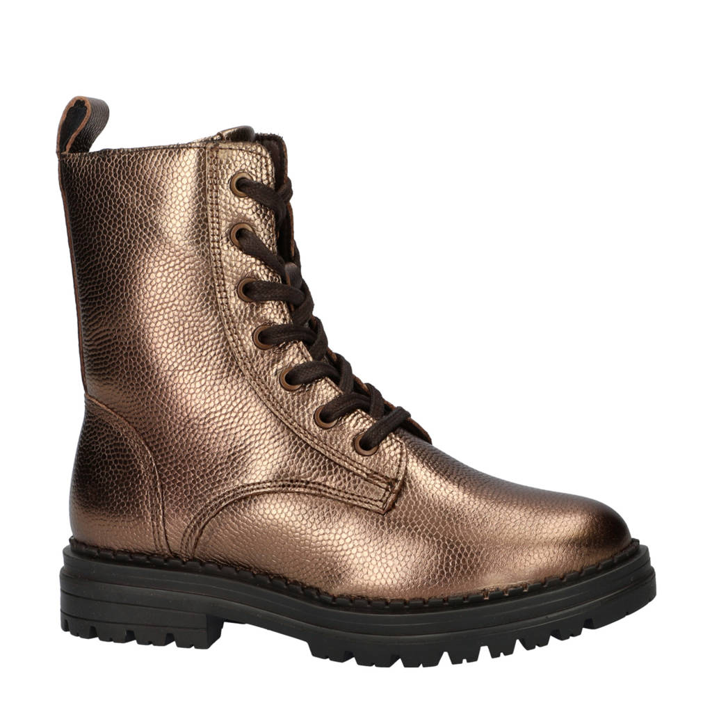 Nelson Kids leren veterboots brons