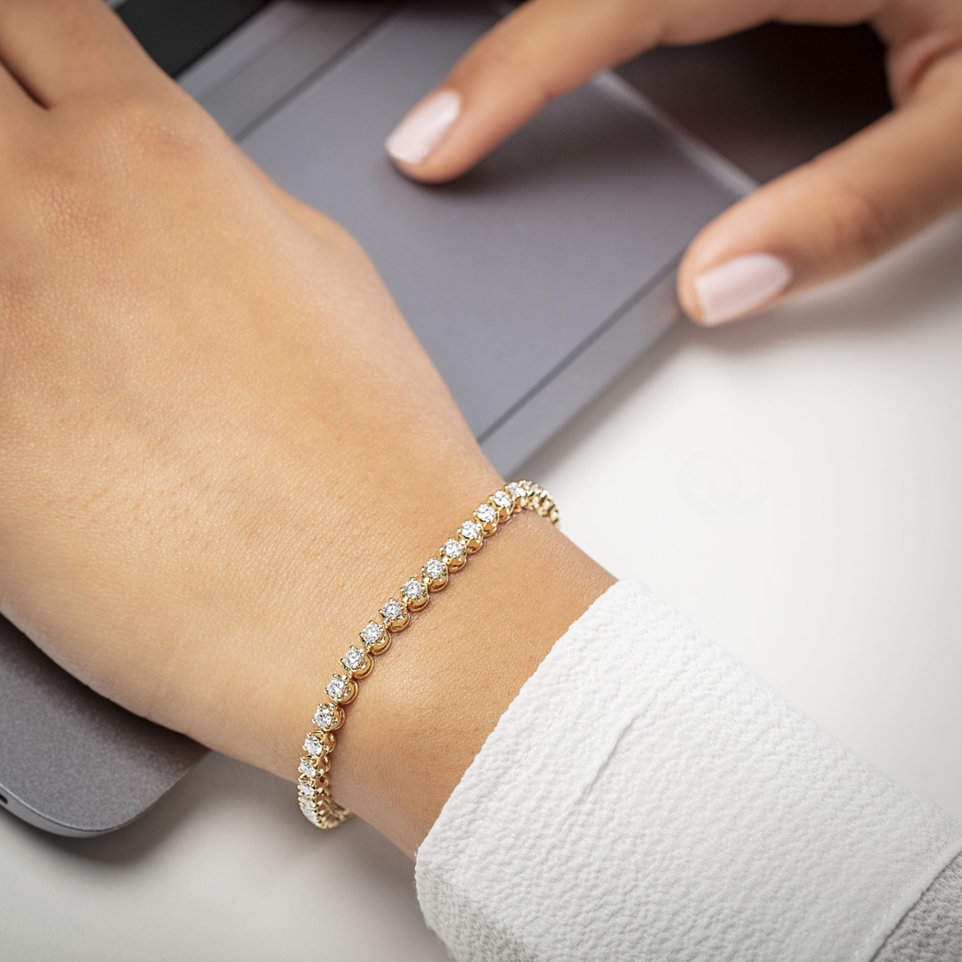 4.01 Karat Diamanten Tennisarmband 750/18 K Gelbgold