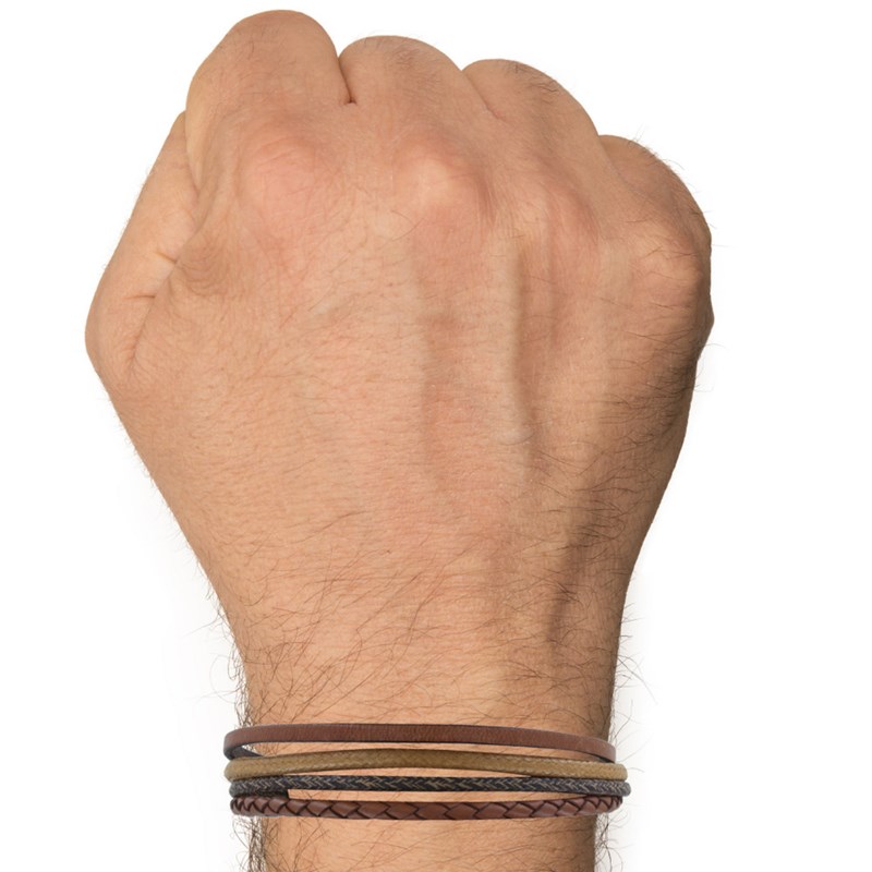 Bracelet Homme Cuir Quatre Liens - Classics - Marron clair