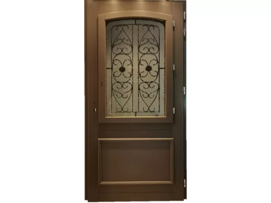 Porte d'entrée Bois vitrée, Adrien Gris RAL 7039, H,215xl,90 p,gauche Cotes Tableau