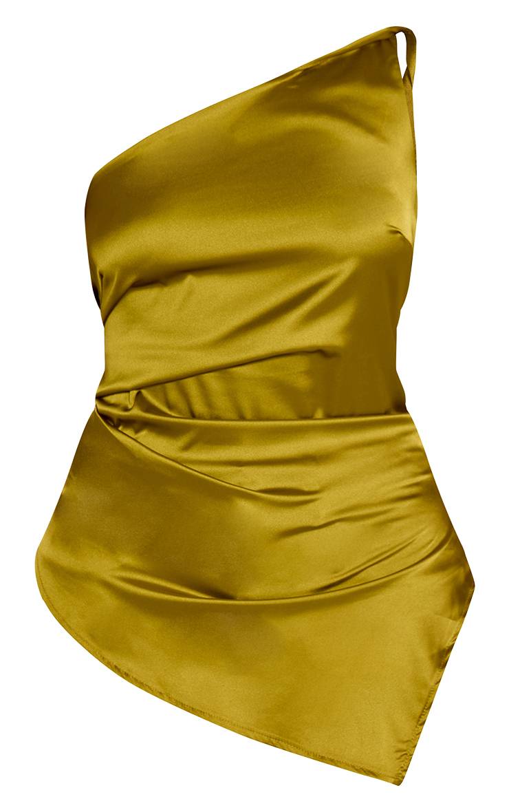 Vert Haut Asymétrique En Satin À Une Épaule