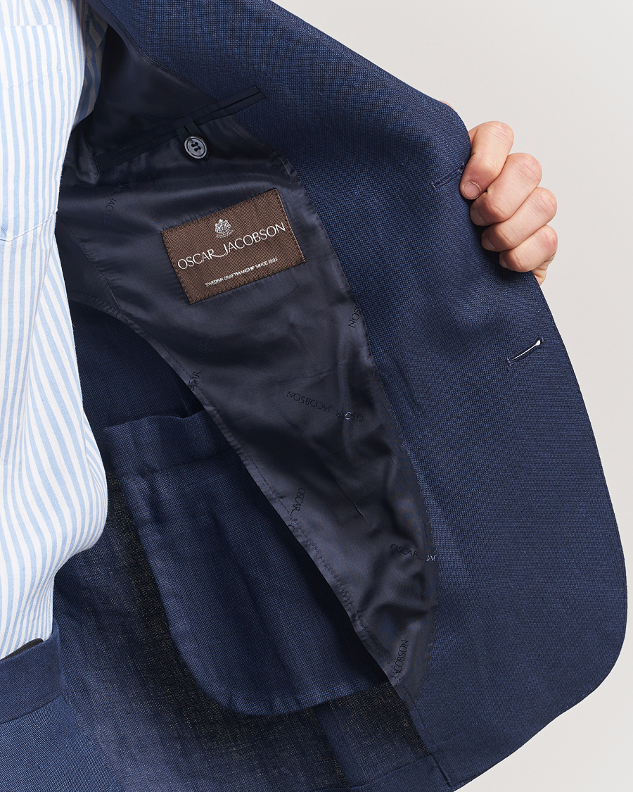 Oscar Jacobson Ferry Soft Linen Blazer Navy