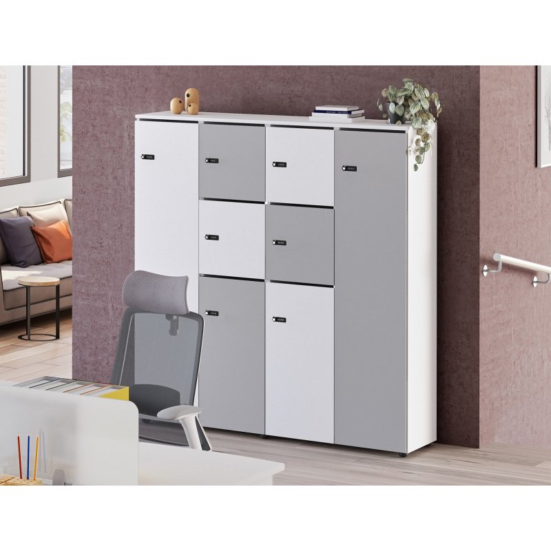 Casier de rangement de bureau Flexycaz 12 cases- 8 portes individuelles + 4 doubles  - L 160 x P 42 x H 173,5 cm + clé pass