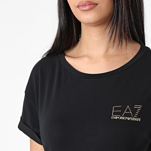 Robe Tee Shirt Femme 3LTA54 Noir Doré