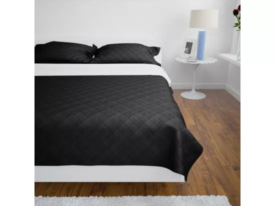 Couvre-lit à double face matelassé Noir-Blanc 170x210