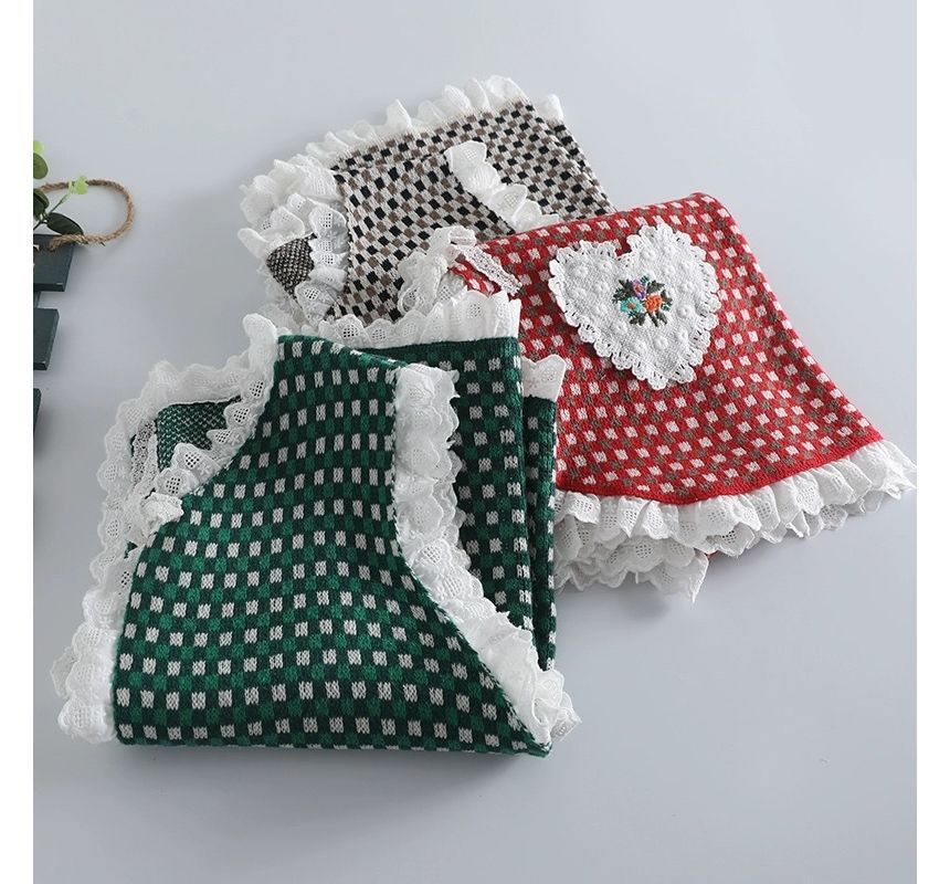 Santeh - Geruite bloemen geborduurde kanten gilet