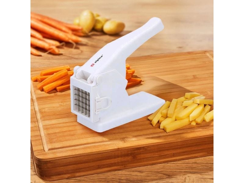 alpina Kartoffelschneider Weiss Kartoffelschneider mit Edelstahlklingen und rutschfestem Design für schnelle und einfache Pommes Frites