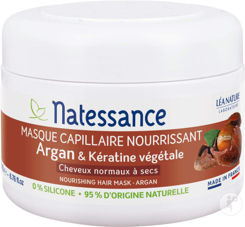 Natessance Masque Capillaire Nutrition Anti-Age Argan Et Kératine Végétale Pot 200ml