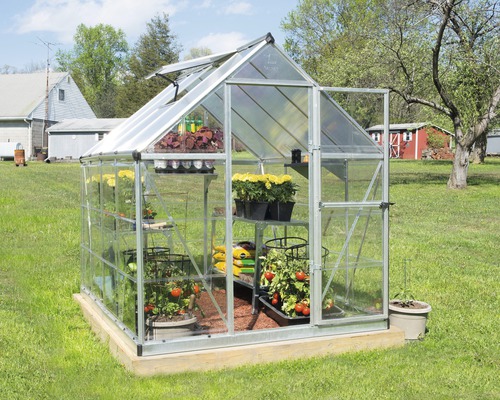 Palram Kas – Canopia Hybrid 6x8 incl. heavy-duty stellingen en fundering 185 x 247 cm zilver