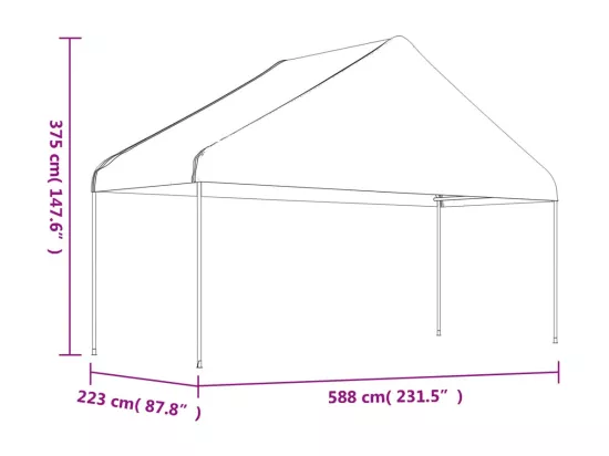 Belvédère avec toit blanc 5,88x2,23x3,75 m polyéthylène