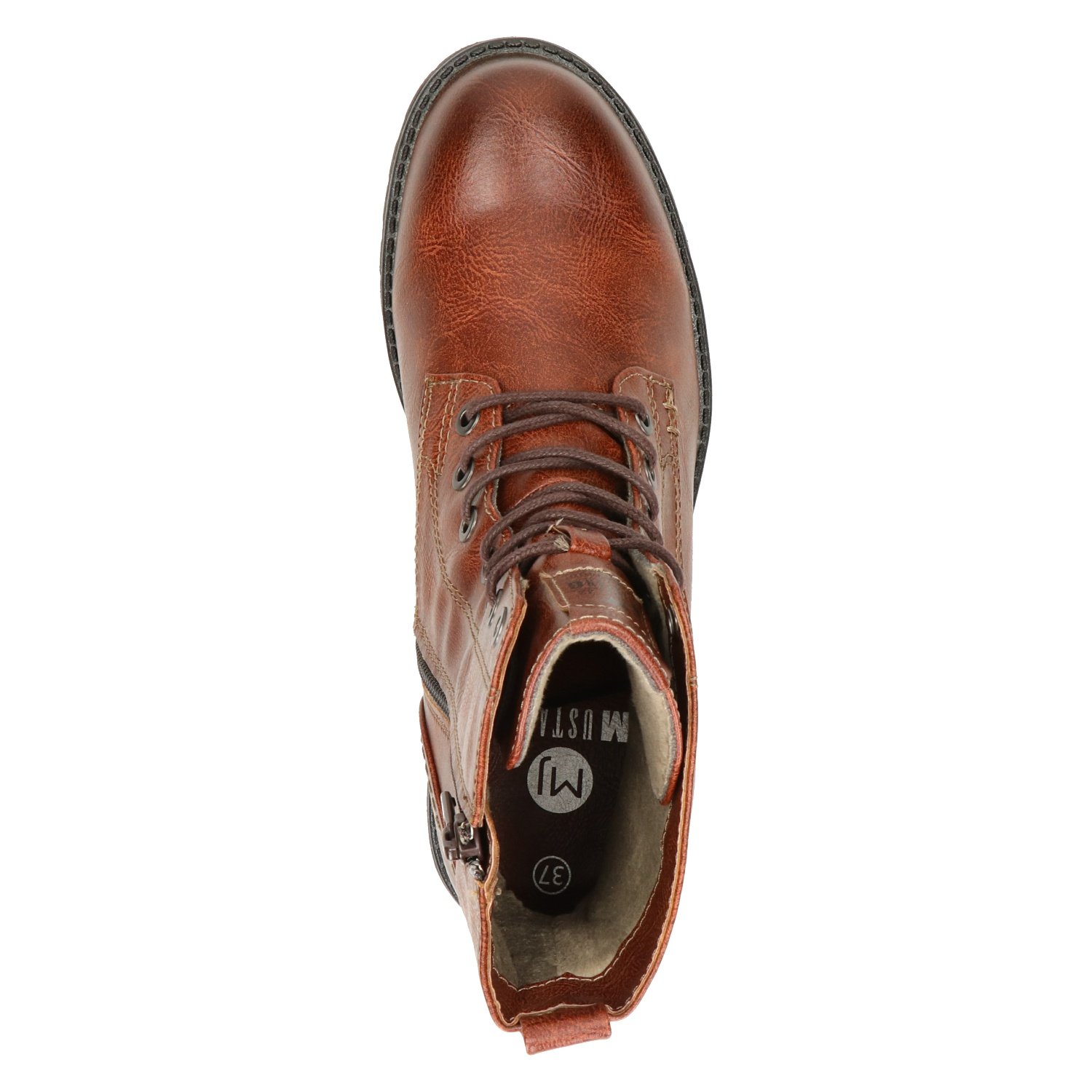 dames veterboot Mustang Cognac