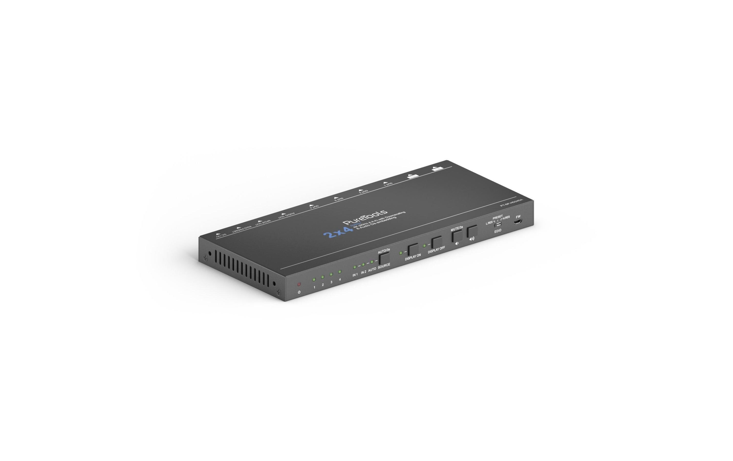 Splitter PT-SP-HD24DA HDMI<br>4K 18Gbps HDMI Splitter mit Scaler und Audioauskopplung