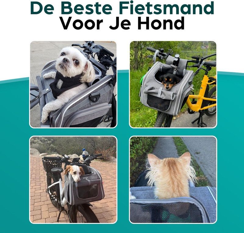 Filo - Hondenfietsmand - Grijs - Extra Stevig - Afneembare Fietsmand Voorop