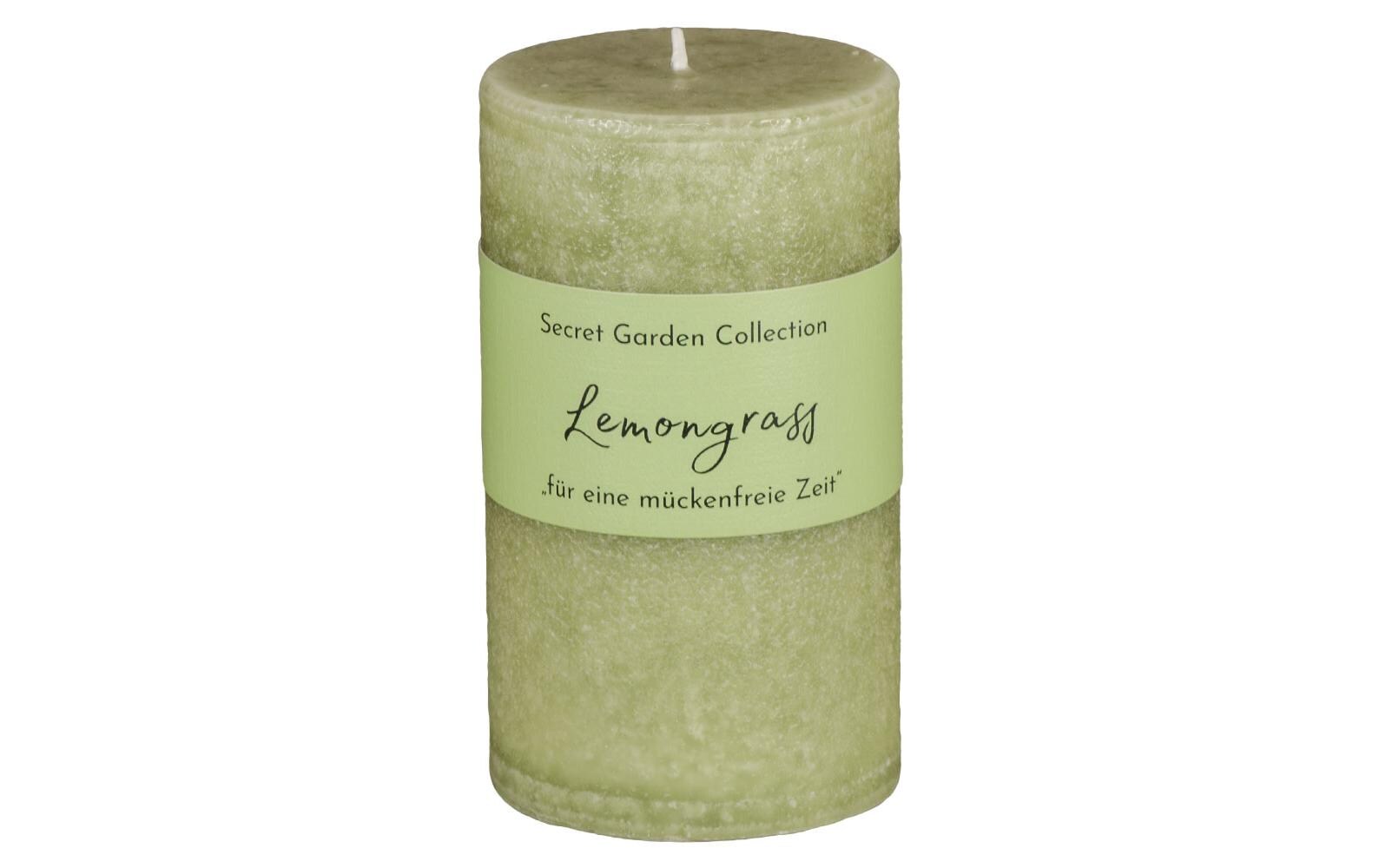 Zylinderkerze Secret Garden Lemongrass 12 cmDuftkerze gegen Insekten