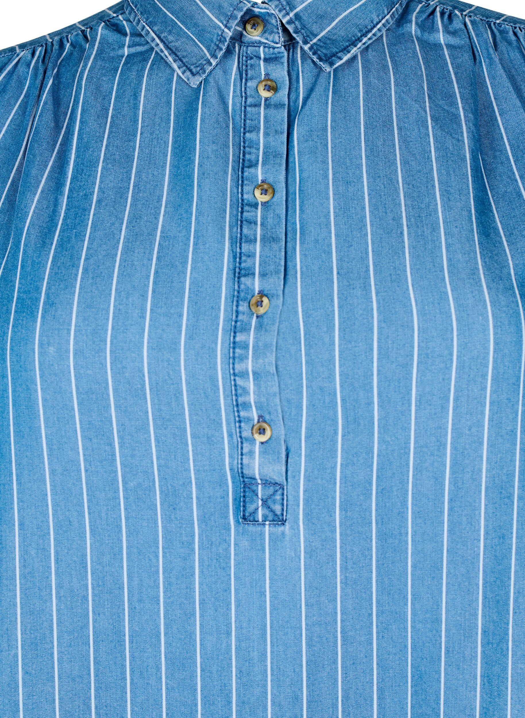 Denim tunika med TENCEL™ og striber