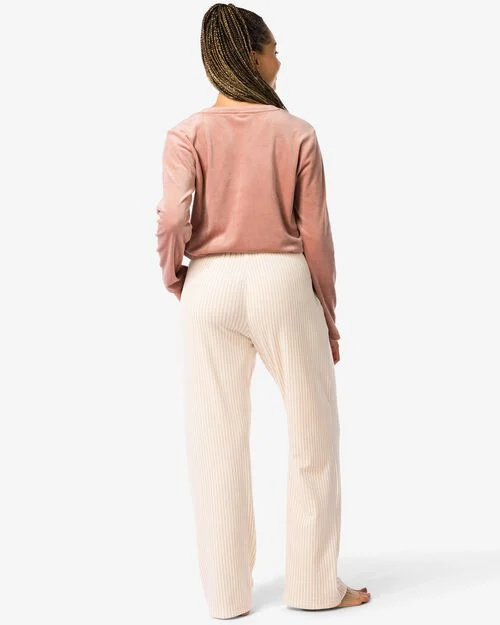 pantalon lounge velours rayé  crème