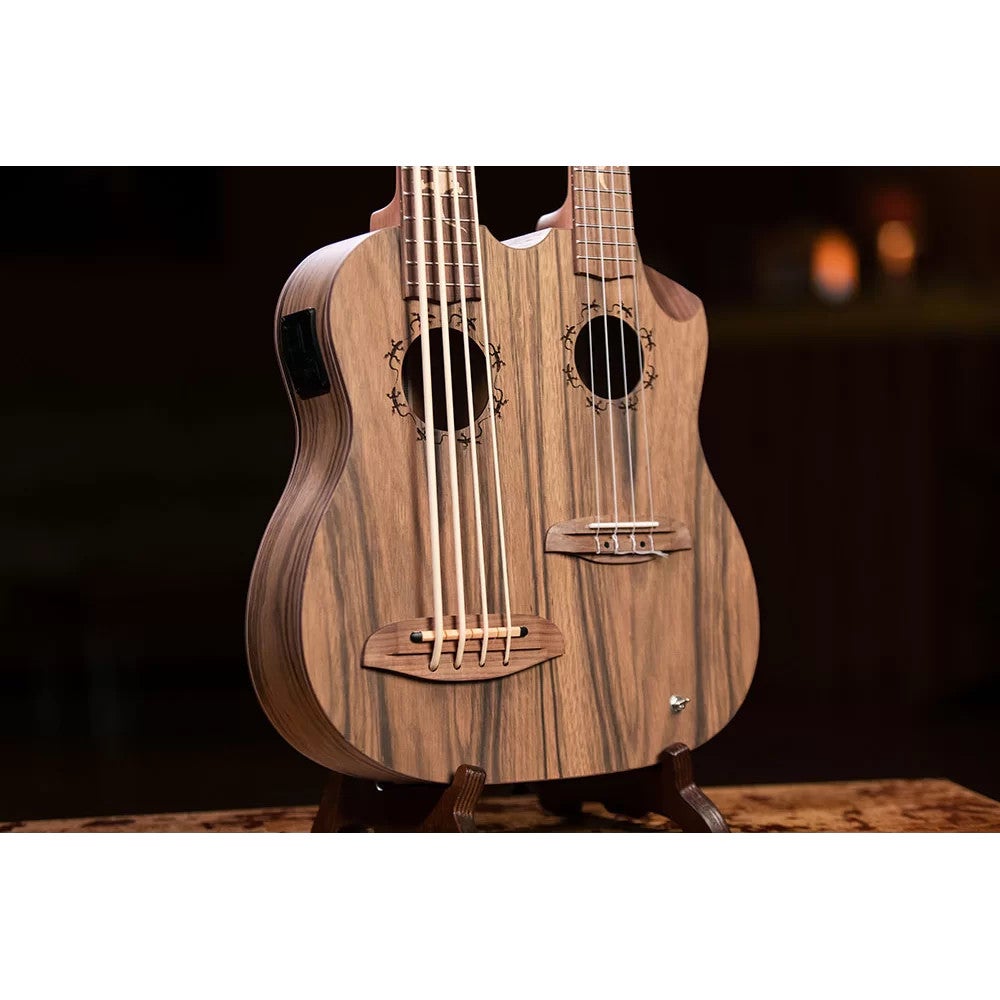 Ortega HYDRA-BSTE Double Neck Bass Tenor Uke dubbele elektrisch-akoestische ukelele met gigbag