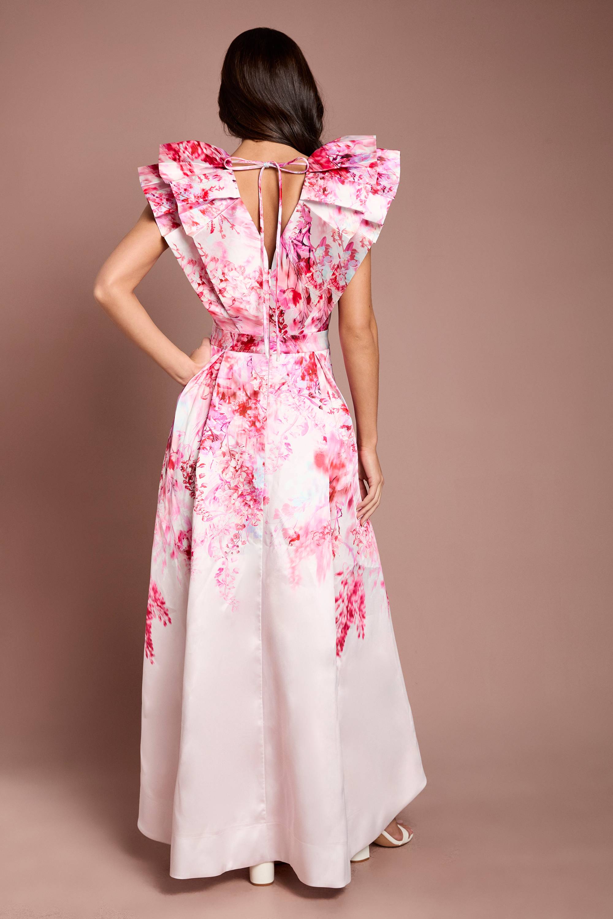 Coast Robe Midi Imprimée À Col V Et Manches À Volants
