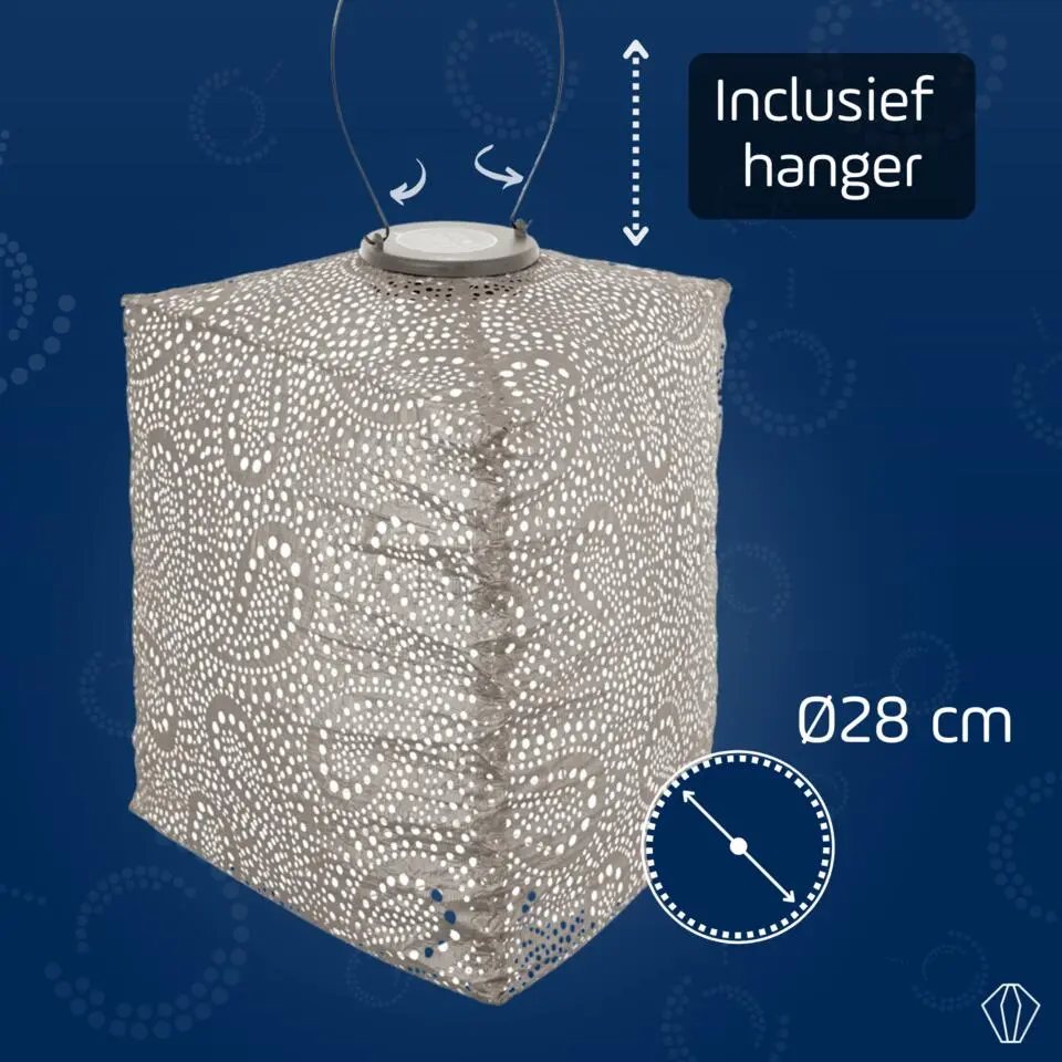 LUMIZ Solar Lampion Paisley Triangle - 28 cm - Licht Taupe