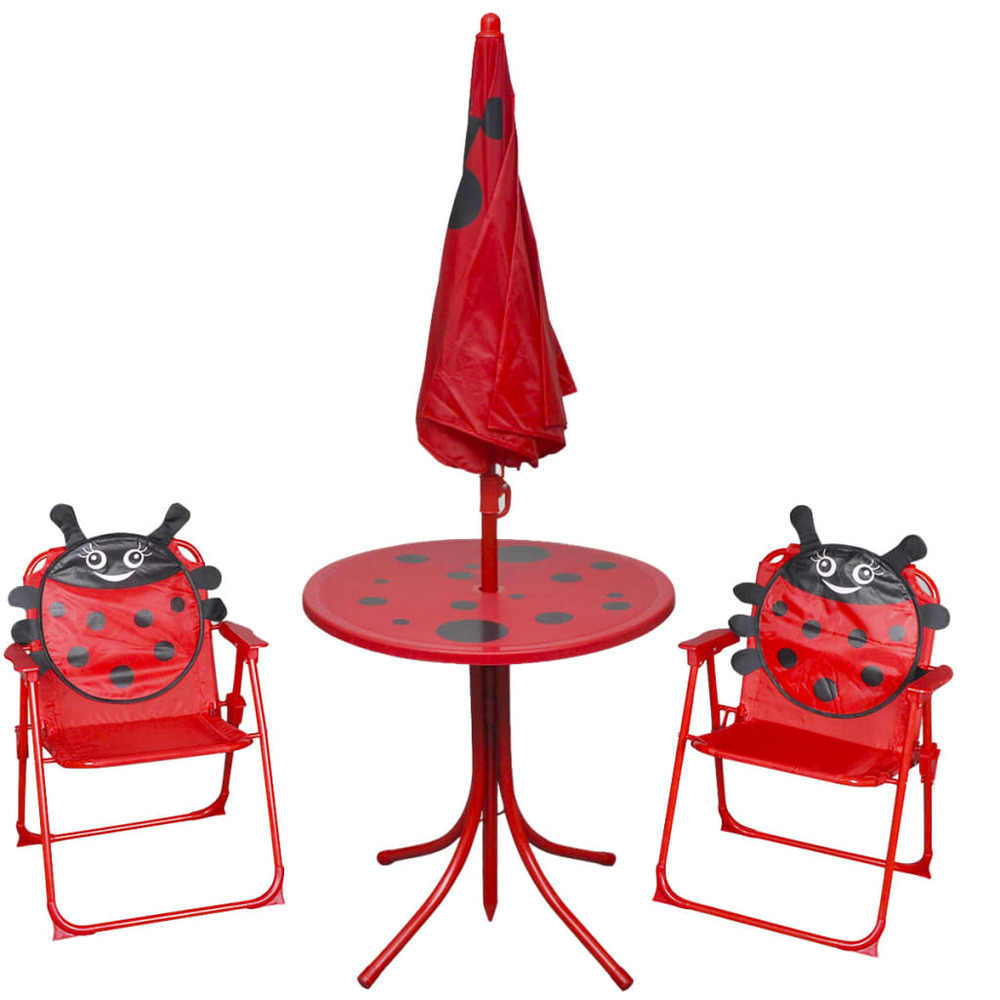Jeu de bistro avec parasol pour enfants 3 pcs rouge