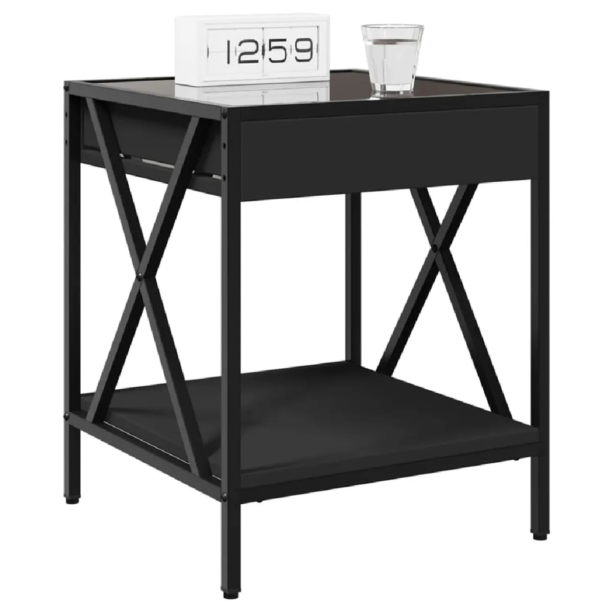 VIDAXL Table de chevet LED - Noir