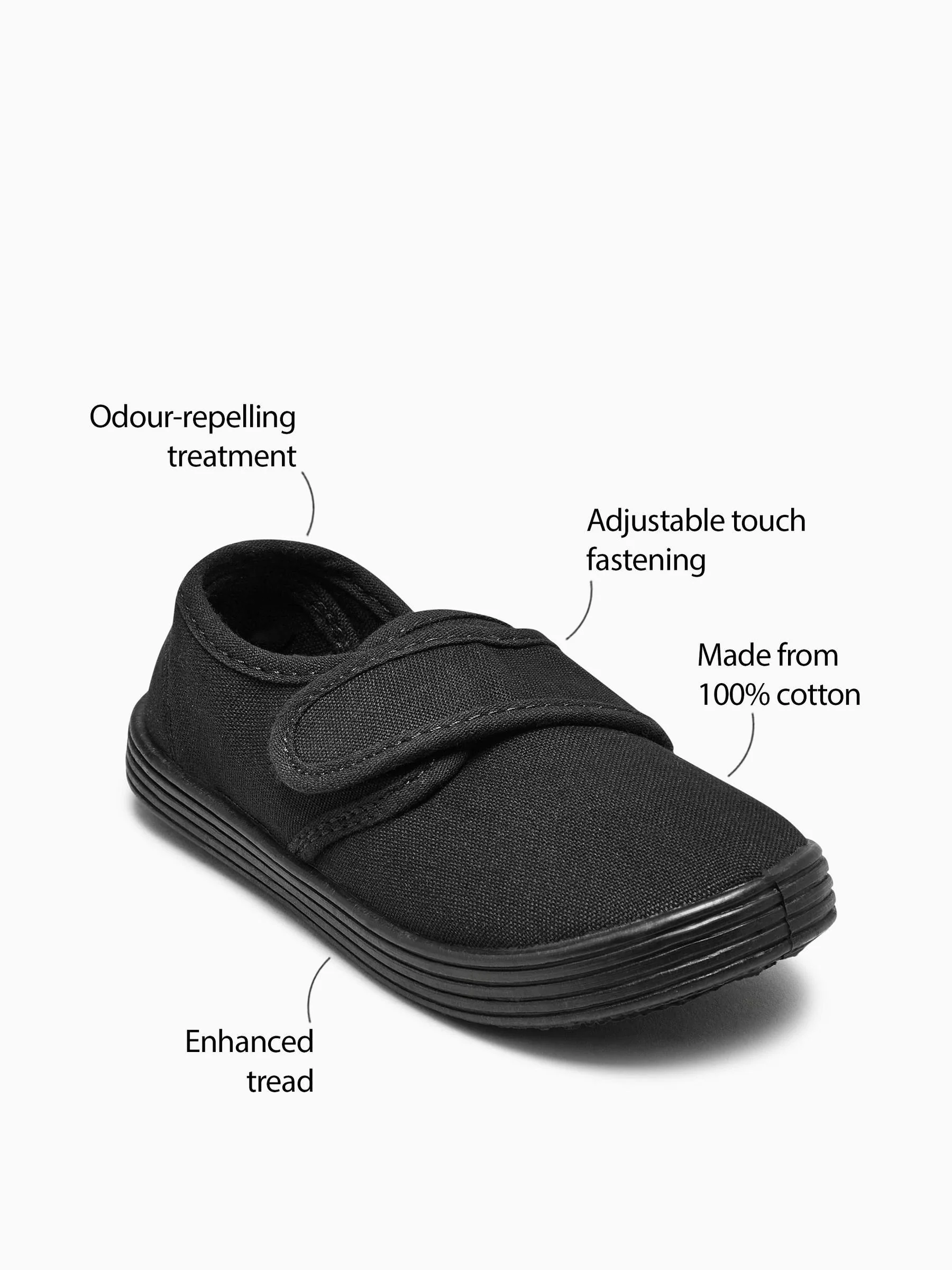 Zwart - Plimsoll schoolschoenen met klittenbandsluiting