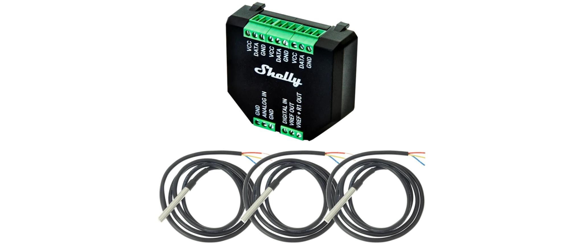 AddOn Plus Temperatursensor Set 3 für Shelly Plus AktorenSensormodul für DS18B20 und DHT22 Sensoren inkl. DI und DO Schnittstelle inkl. drei Temperatursensoren