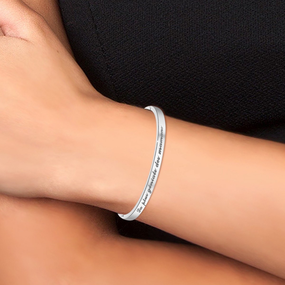 La plus géniale des mamans - Bracelet SC Crystal en Acier Rhodié argenté