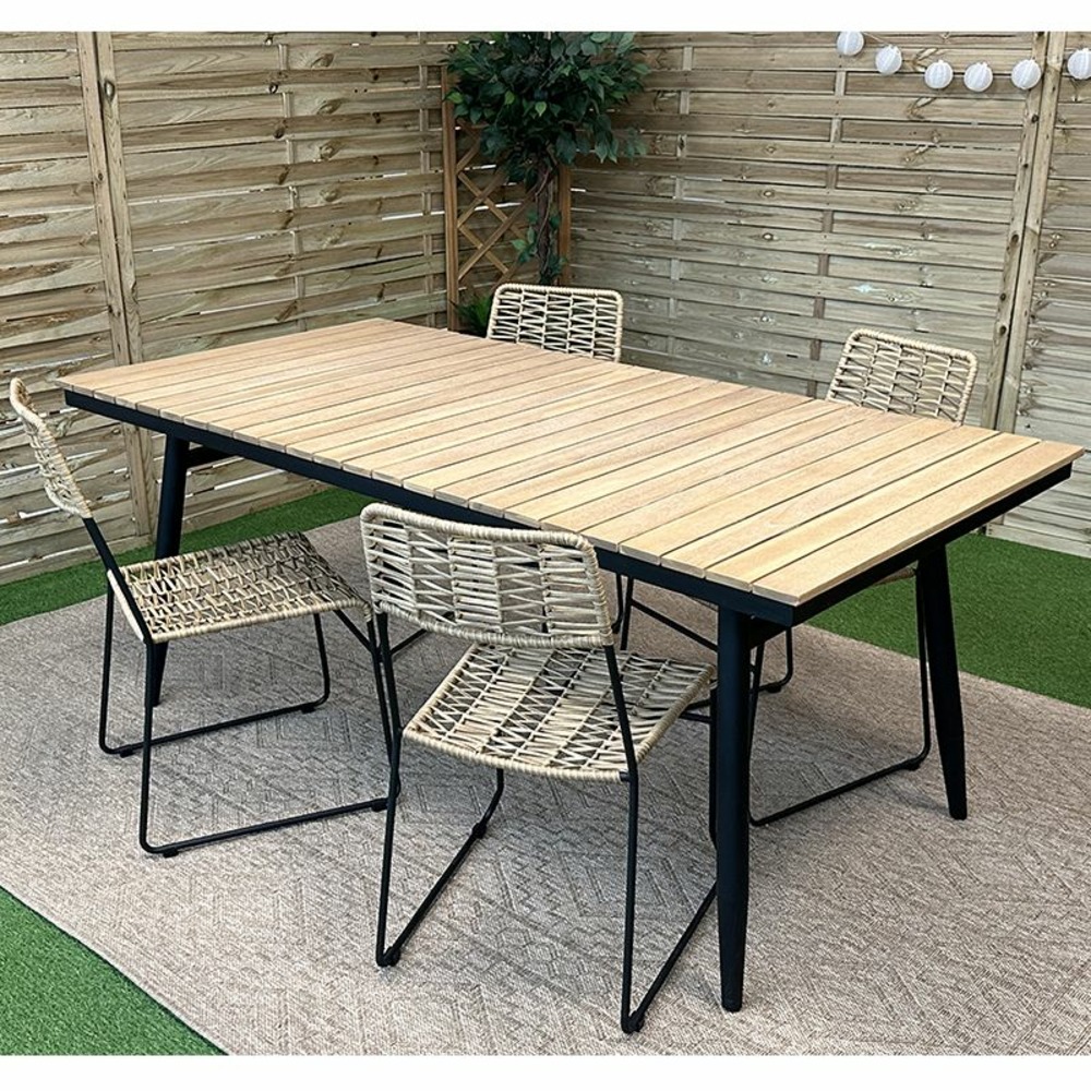 Ensemble table alba en bois d'acacia fsc et 4 chaises de jardin