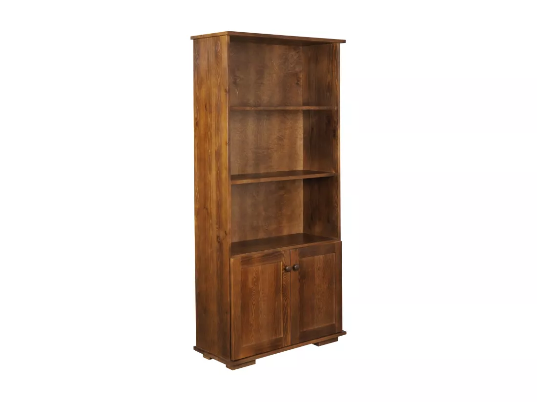Bibliothèque en bois avec portes et étagères Modern III, coloris châtaigne