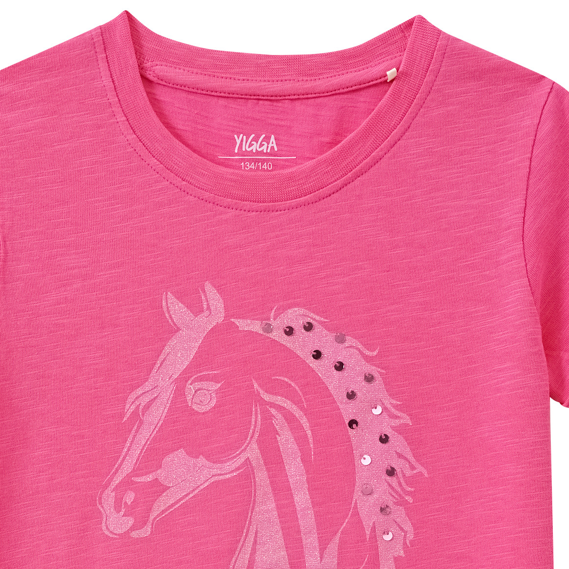 Yigga Mädchen T-Shirt mit Pferde-Motiv pink