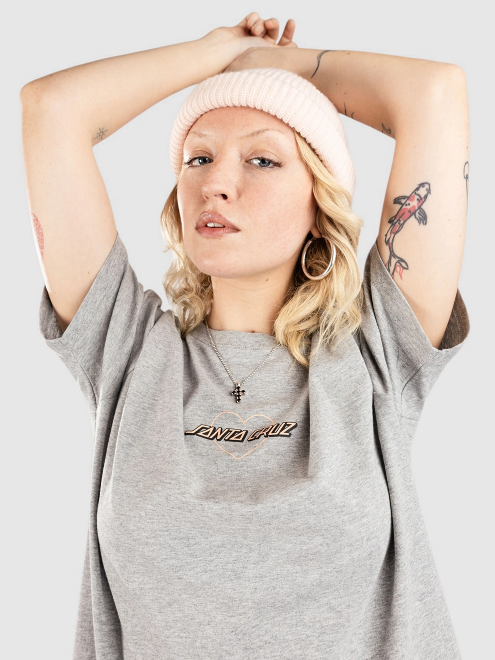 Santa Cruz Heart Strip T-Shirt heather grey