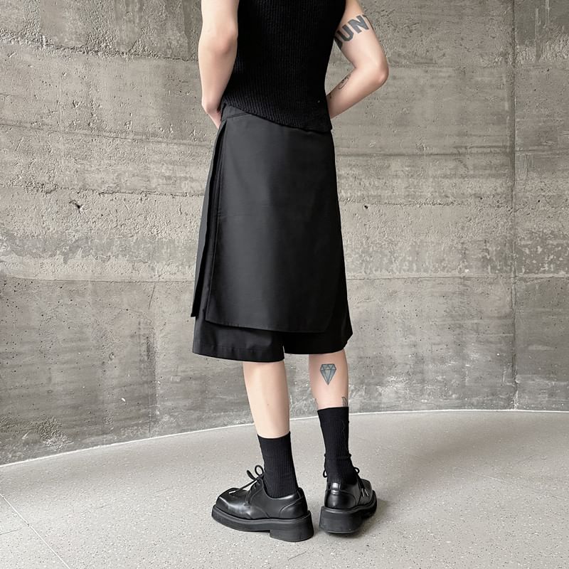 Freehop - Hoge taille effen asymmetrische shorts