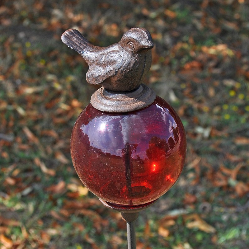Tuteur boule oiseau rouge queue haute 10x117cm