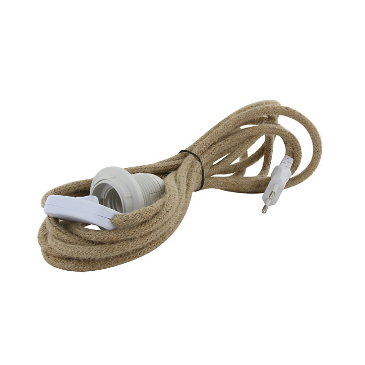 Baladeuse cordon jute & douille Chacon lin 4m