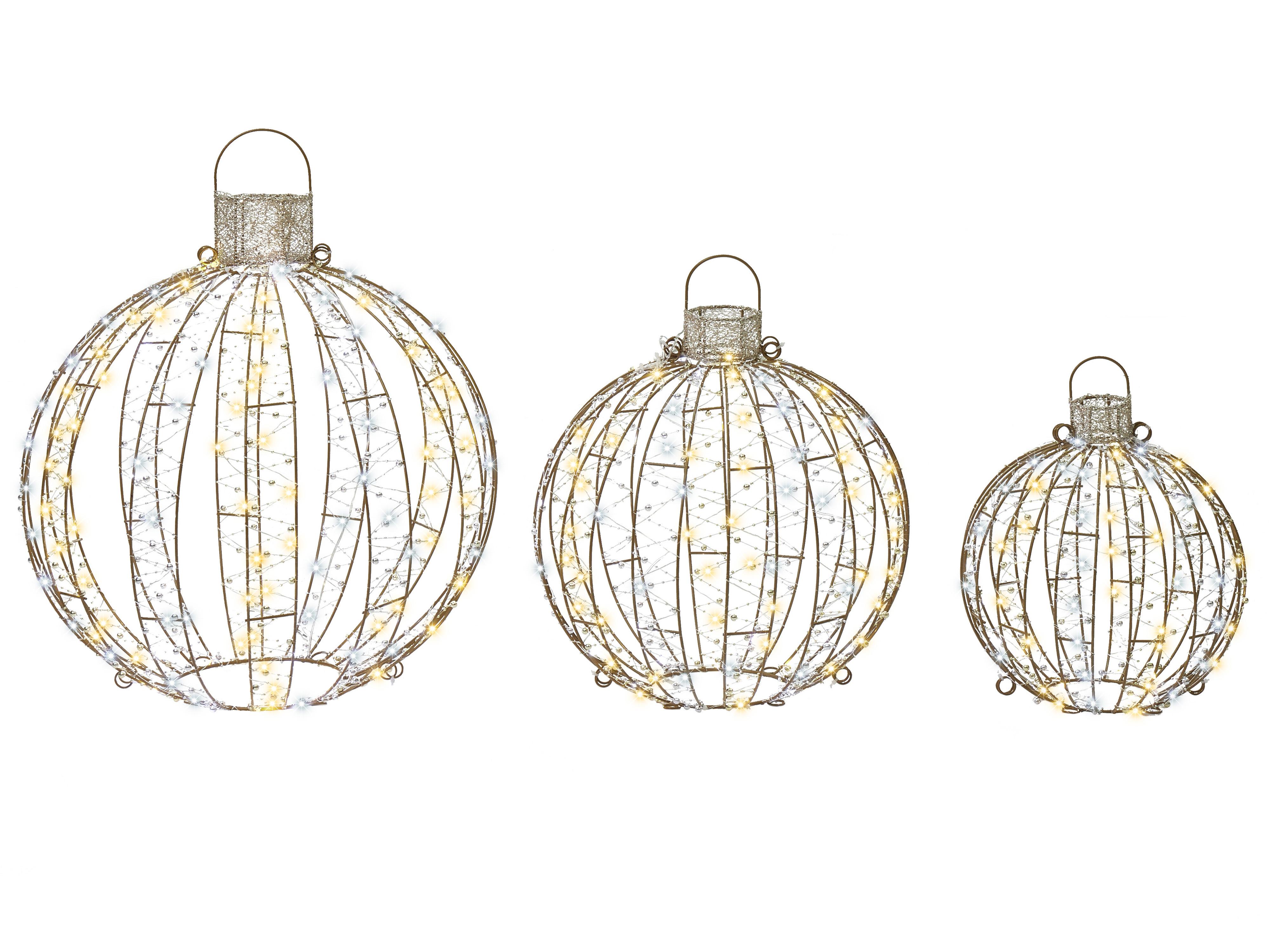Buitendecoratie LED GAROUR Kerstbal 65/50/40 cm Goud
