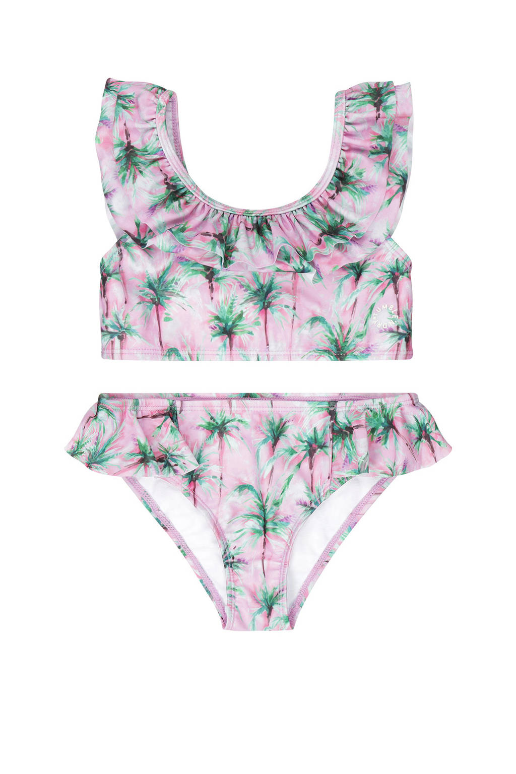crop bikini Sunkissed met ruches roze/groen