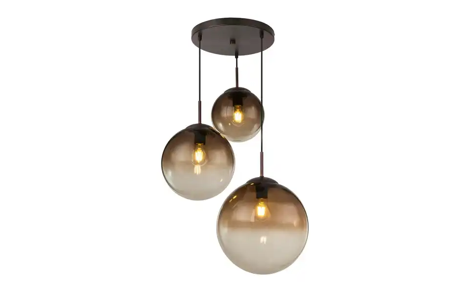 Pendelleuchte 120 cm 3-flammig 51 cm 51 cm Orange, Dunkelbraun