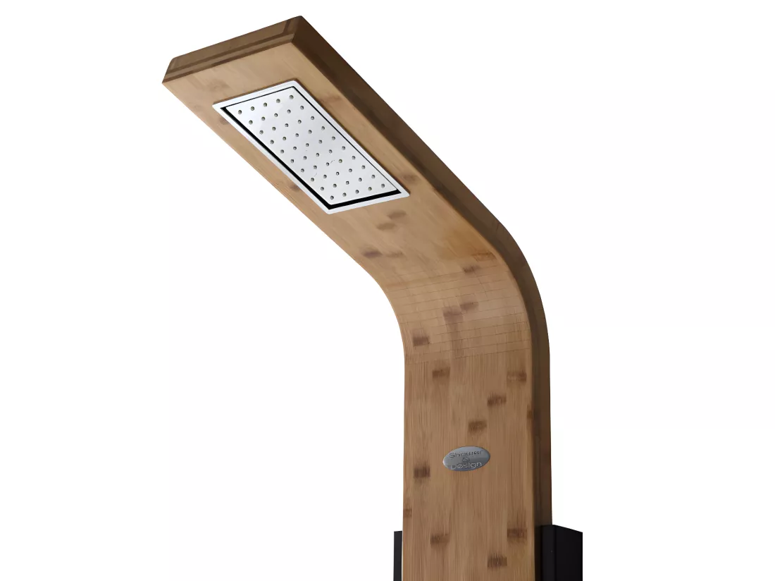 Colonne de douche hydromassante, pluie tropicale et panneau en bambou - 22*145 cm - DALIMA
