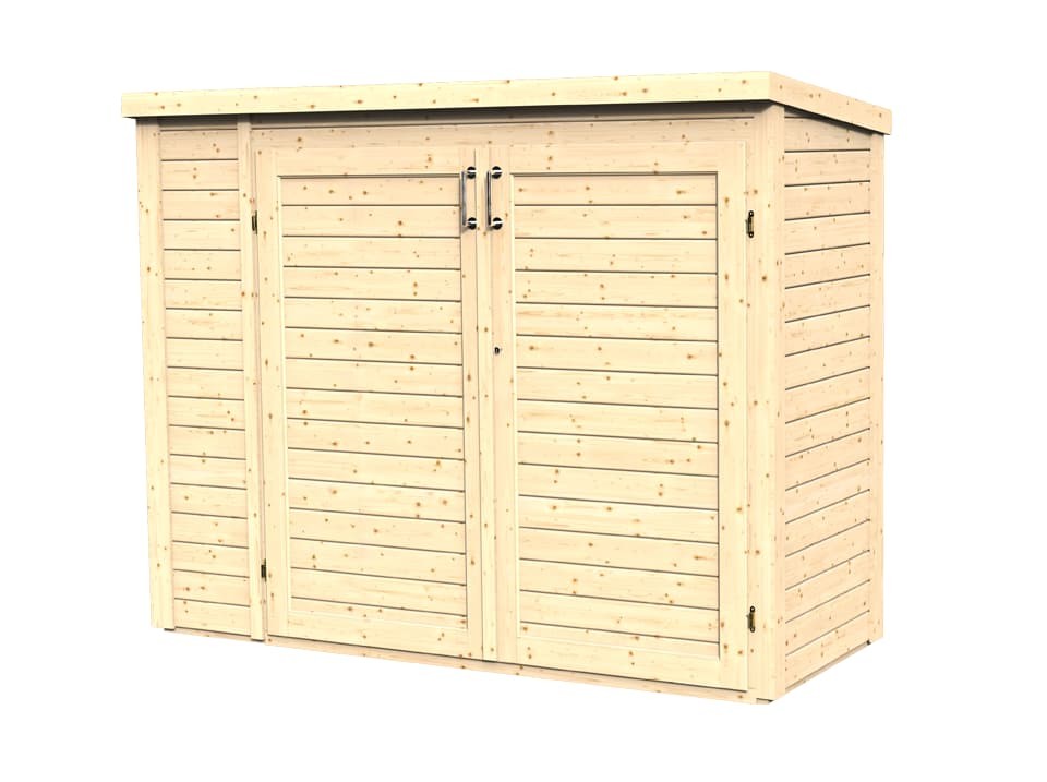 Coffre en bois bora 3 - 200 x 82 cm - stockage velo / outils - espace de rangement exterieur - coffre de jardin - abri de jardin