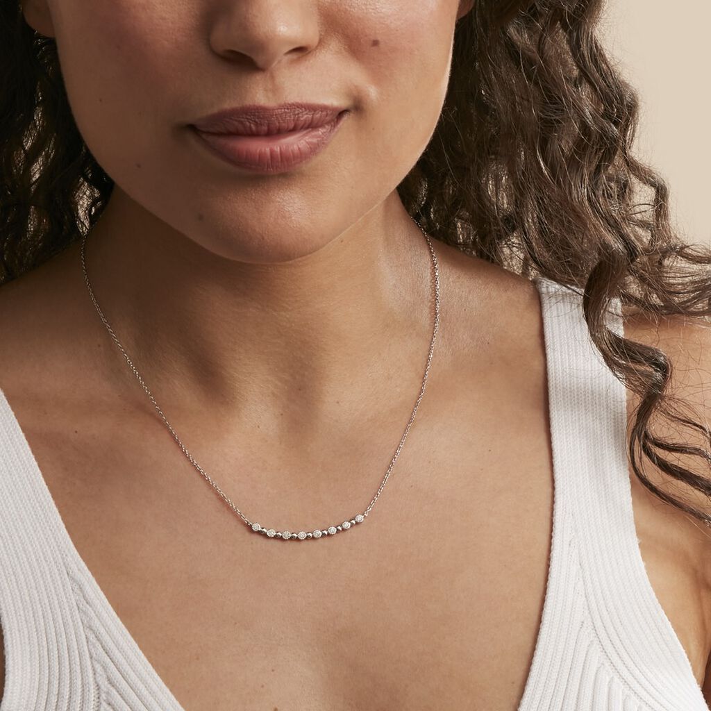 Collier Tammie Argent Blanc Oxyde De Zirconium