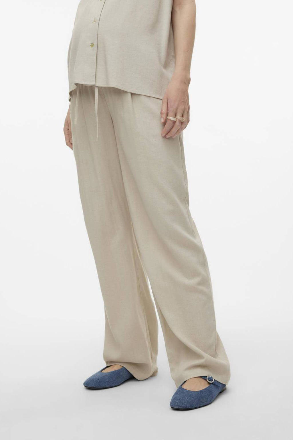 MAMALICIOUS loose fit broek MLSILVIA ecru