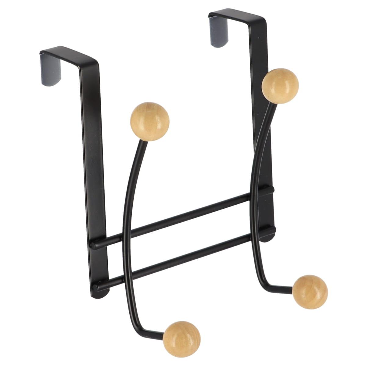 PATERE METAL 4 CROCHETS BOIS NOIR BOIS